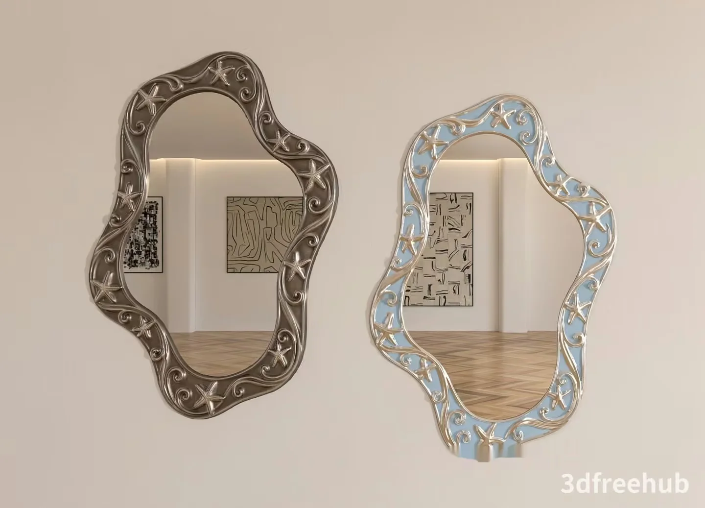 Two Decorative Mirrors 3D Model – 21169 – VRAY Render