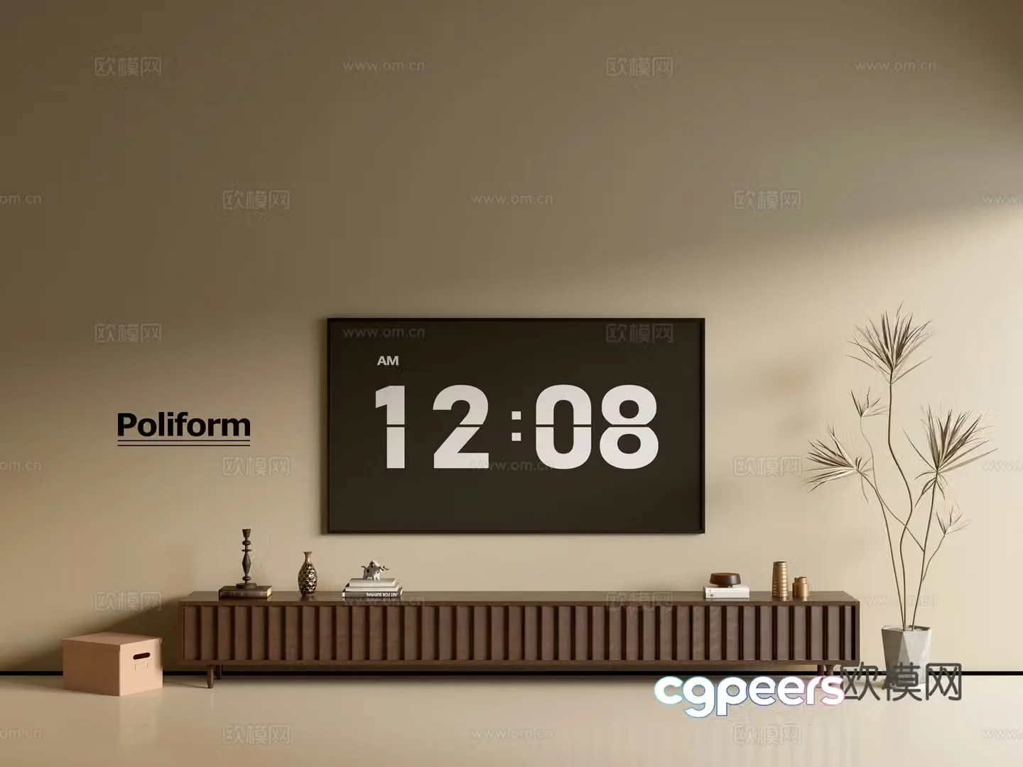 Modern wood grain TV cabinet simple side cabinet chest of drawers low cabinet whole cabinet side cabinet balcony 3D model