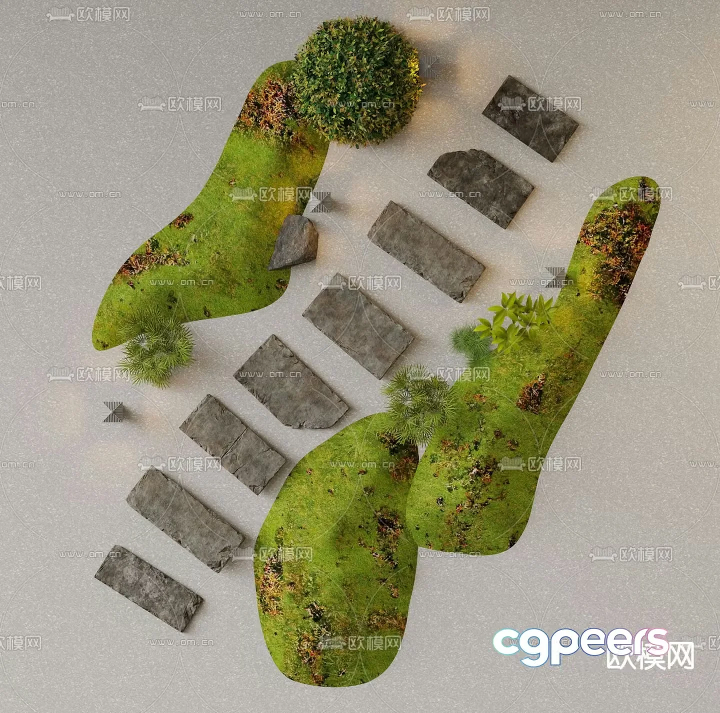 Modern landscape steps garden paving bluestone slabs gravel trails stone steps 3D model