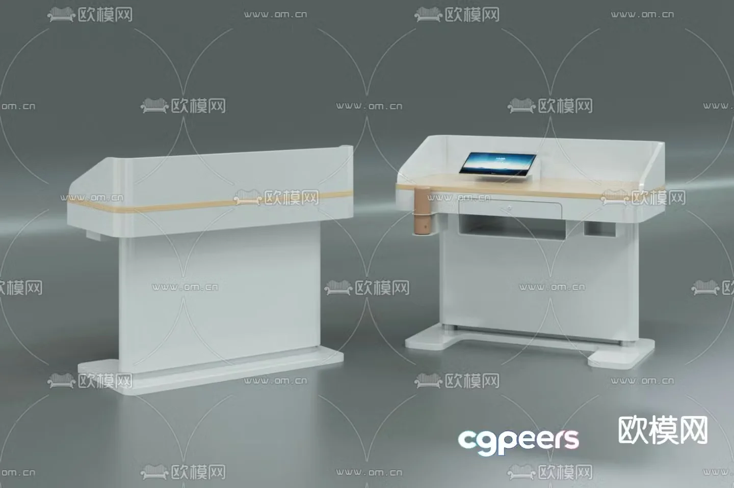 Lecture podium conference table lecture table teacher desk and chair 3d model