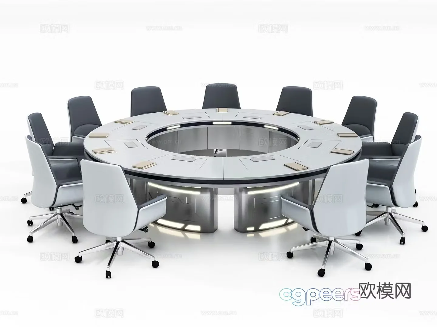 Modern circular conference table 3d model