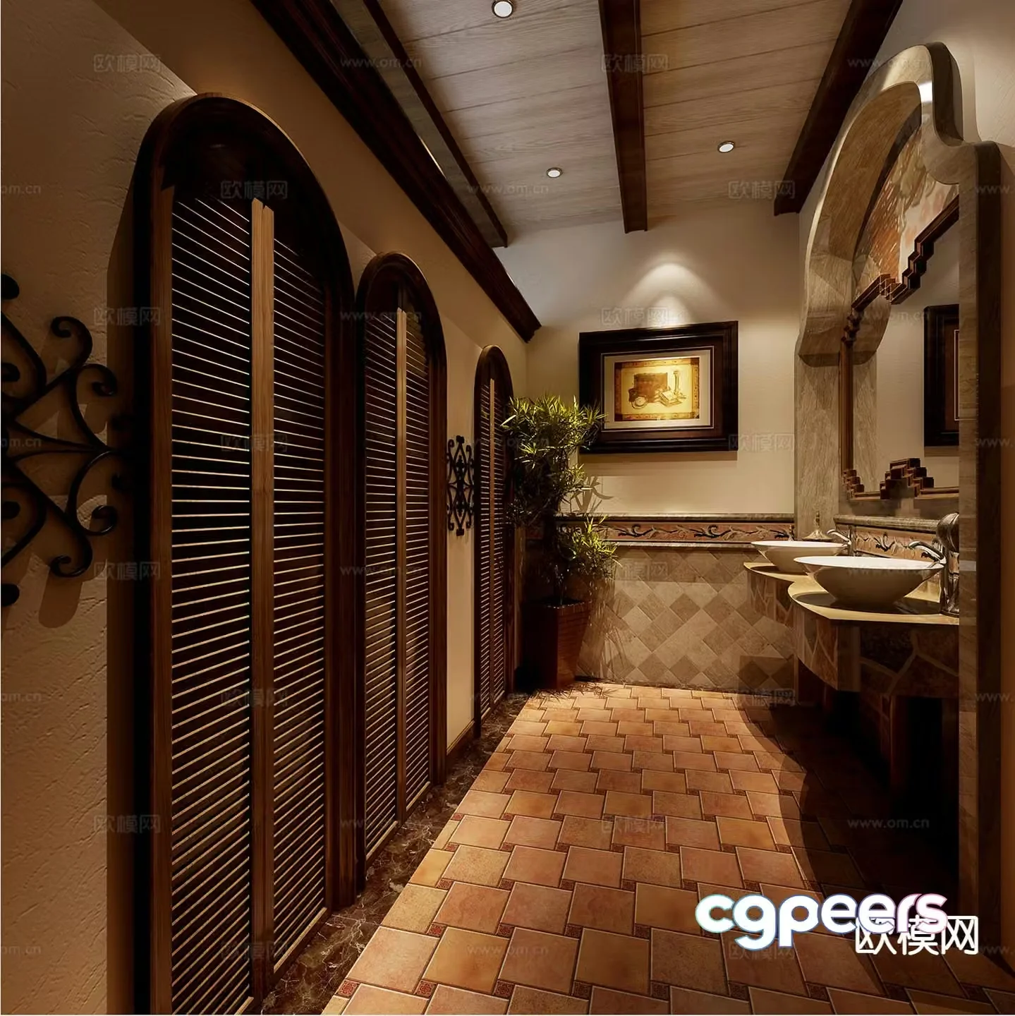 Simple European bathroom bathroom 3d model