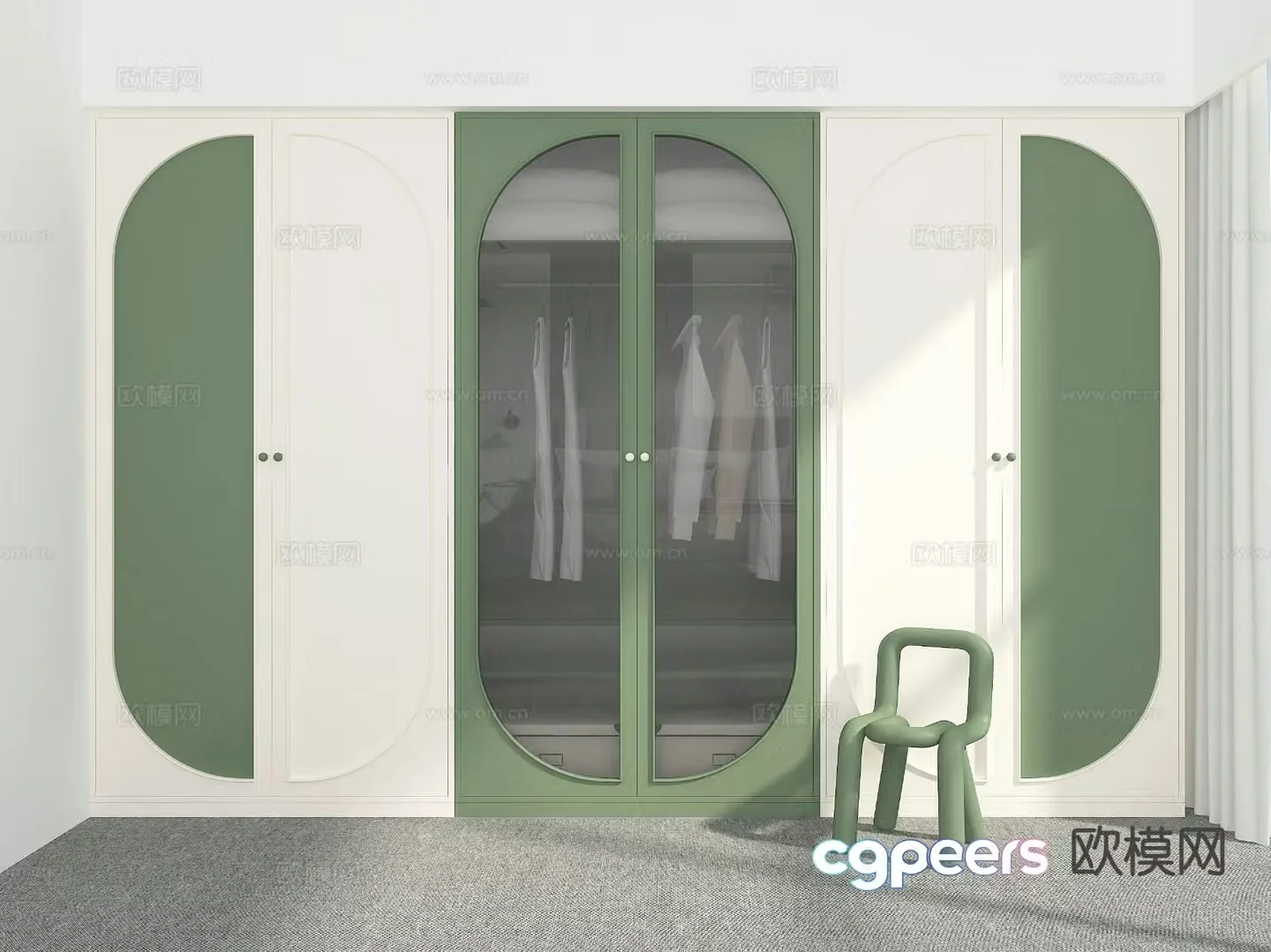 Modern wardrobe glass wardrobe 3d model