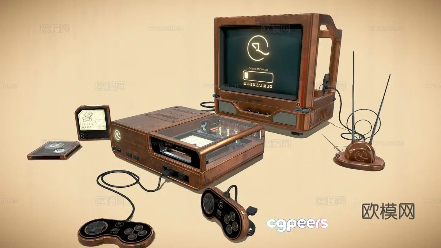 Retro game console retro TV game controller 3d model
