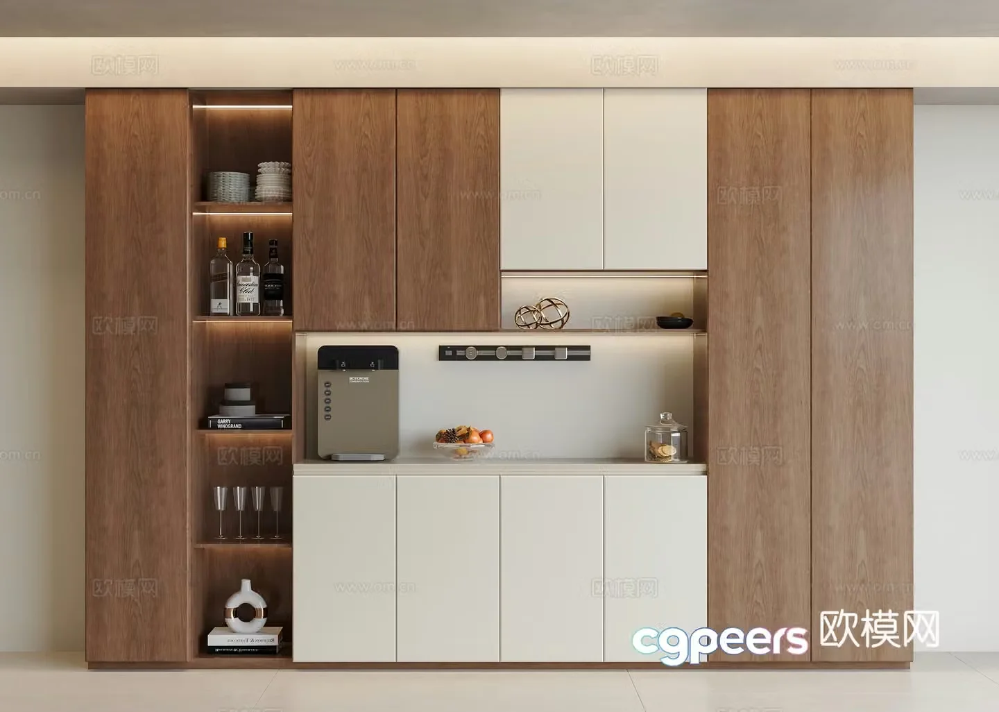 Middle-aged wine cabinet sideboard wine cabinet hanging wine cabinet red wine cabinet sideboard wine cabinet open grid 3D model