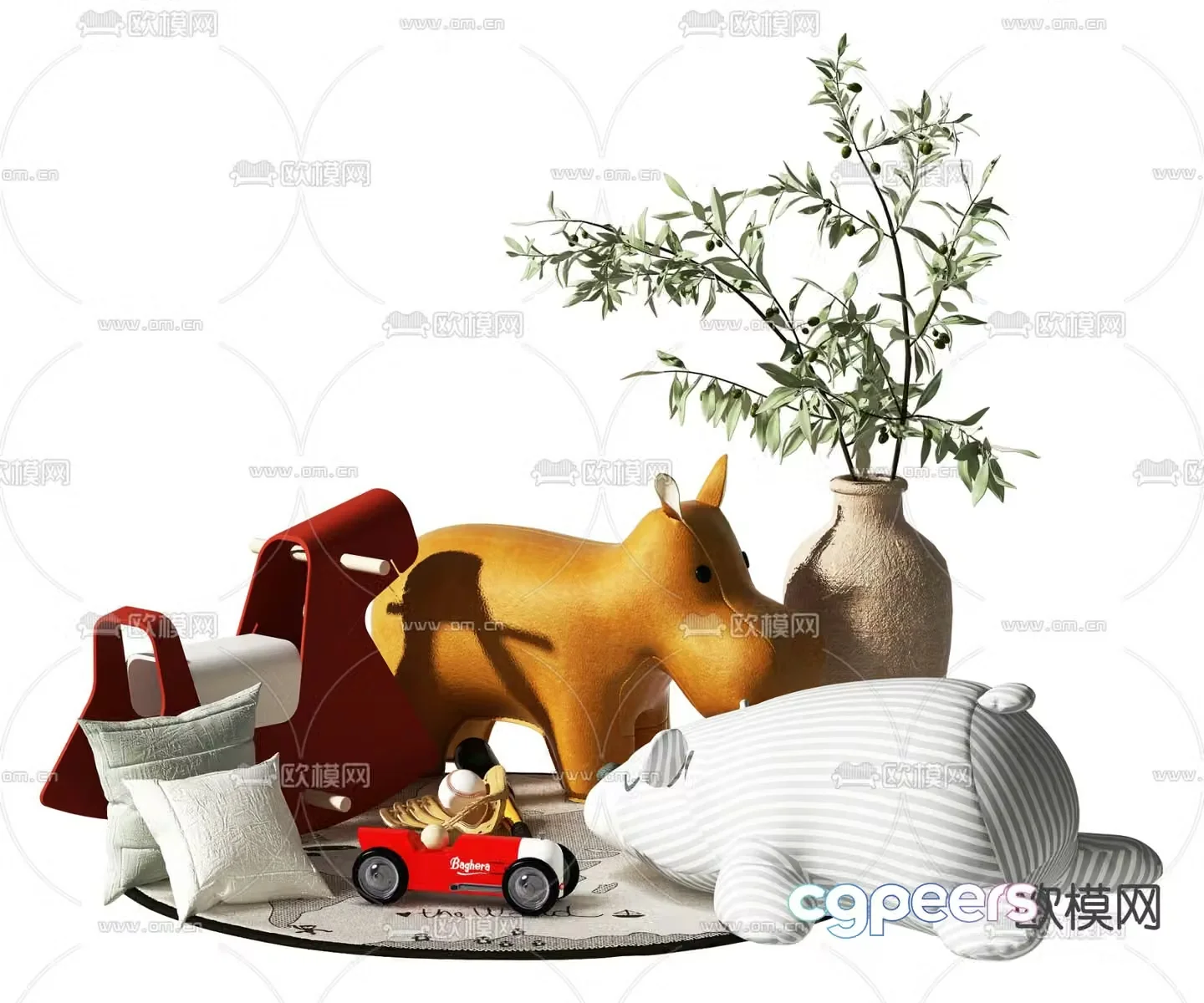 Modern hippopotamus children’s toy 3d model