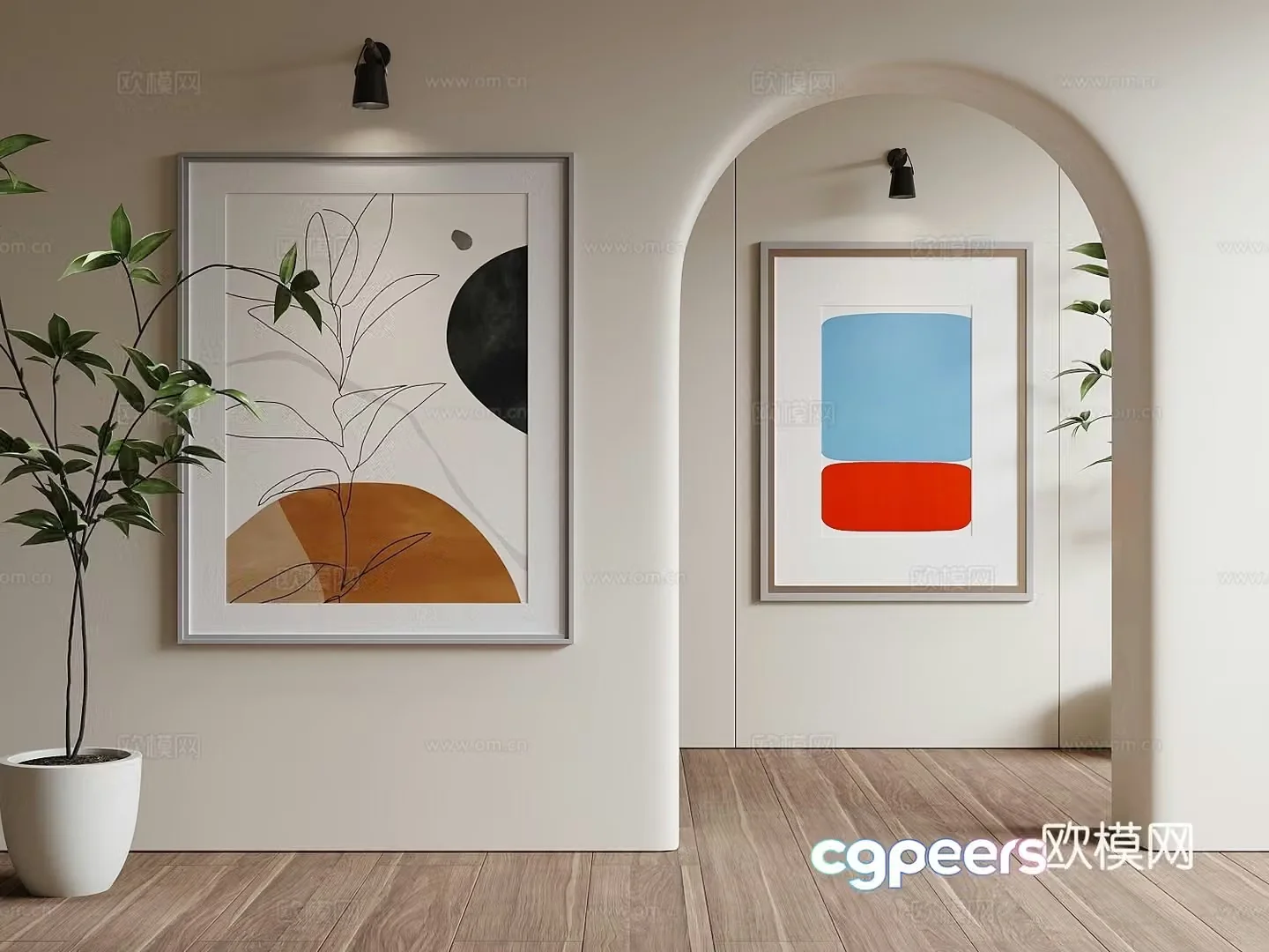 Modern hanging painting decorative painting 3d model