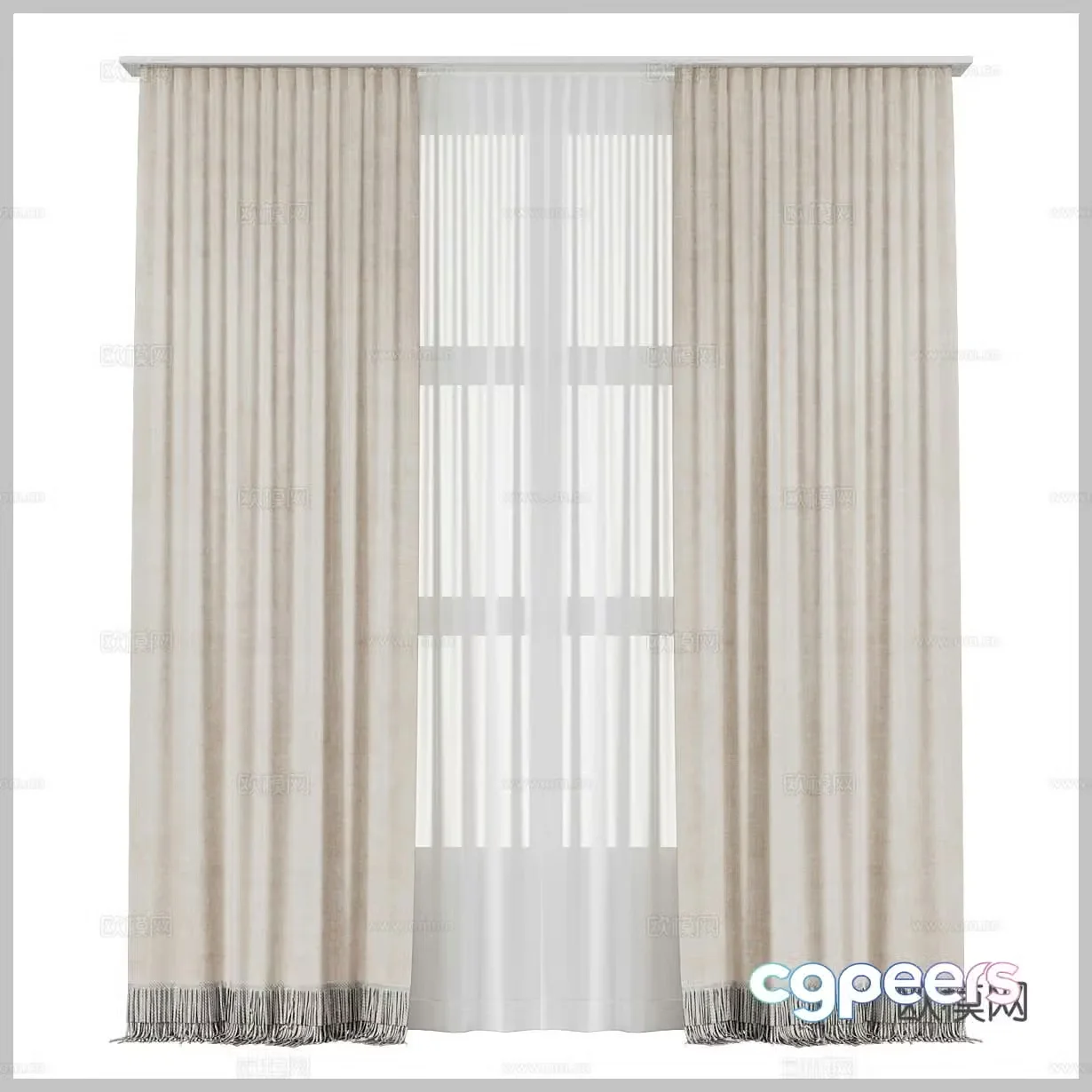 Fabric curtains cloth curtains gauze curtains wasaki curtains door curtains shower curtains gauze curtains 3D model