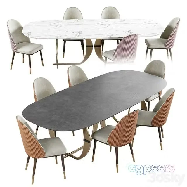 3ds Max Free – Capital Collection CONVIVIO Oval dining table and Chair