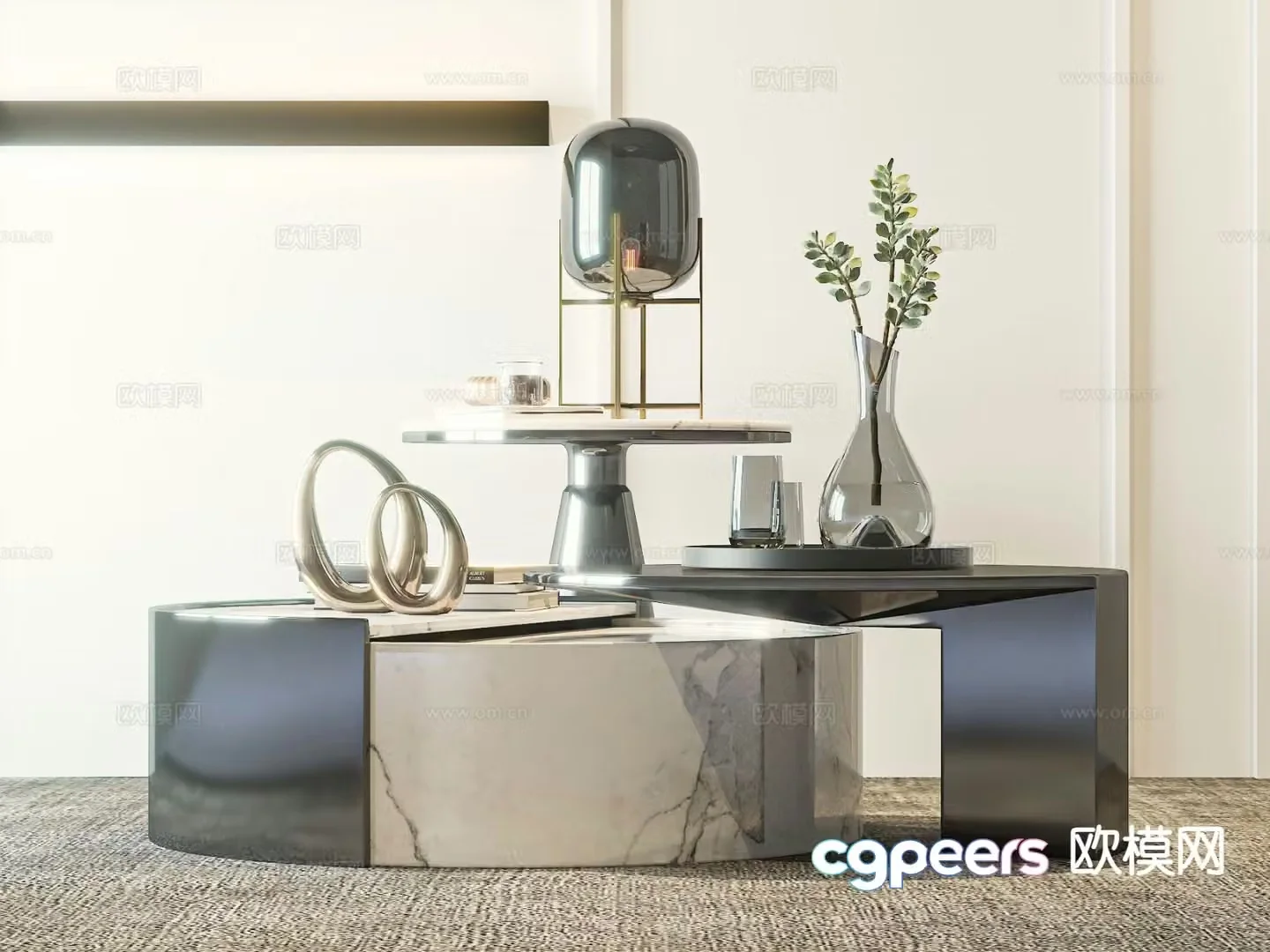 Modern double coffee table 3d model