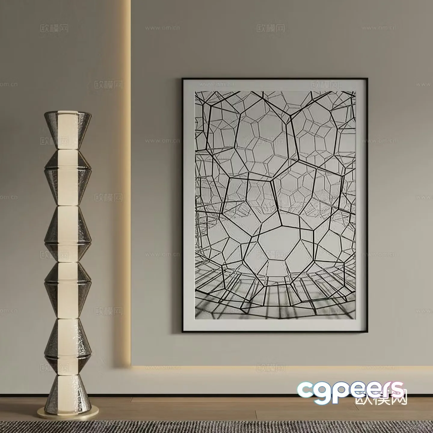 Modern abstract painting decorative painting 3d model