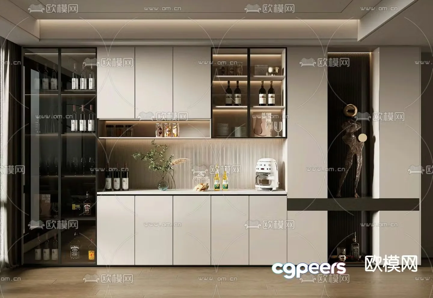 Modern wine cabinet 3d model