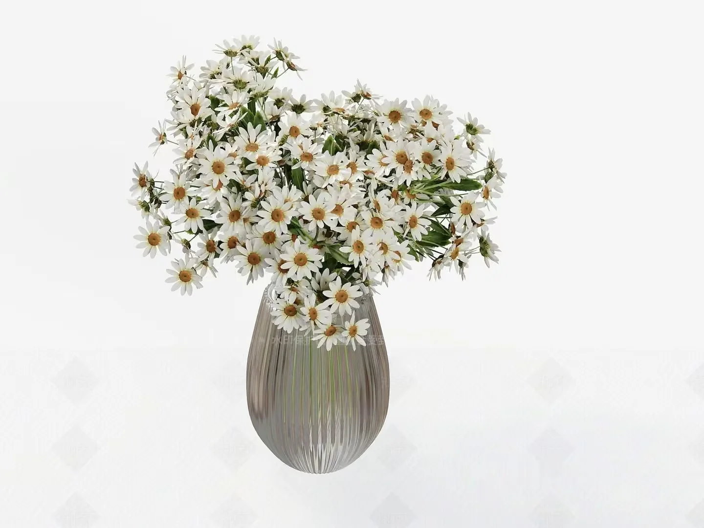 A Clear Glass Vase With White Flowers 3D Model – 3875 – VRAY Render