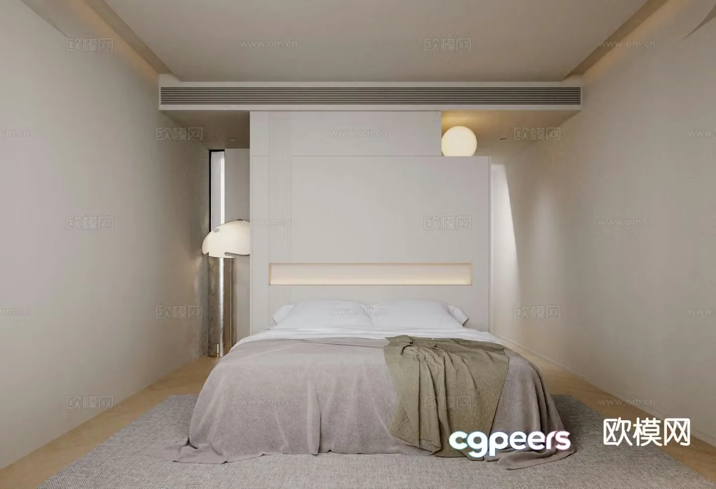Modern minimalist bedroom master bedroom 3d model
