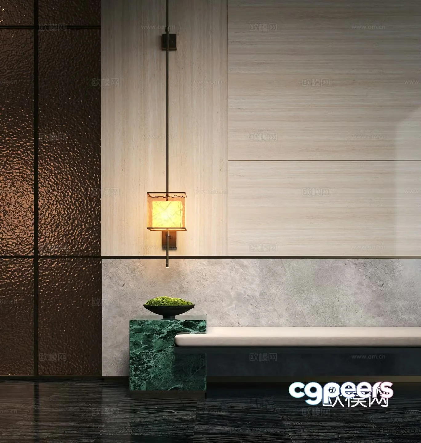 Modern rest stool moss potted plant wall lamp 3d model