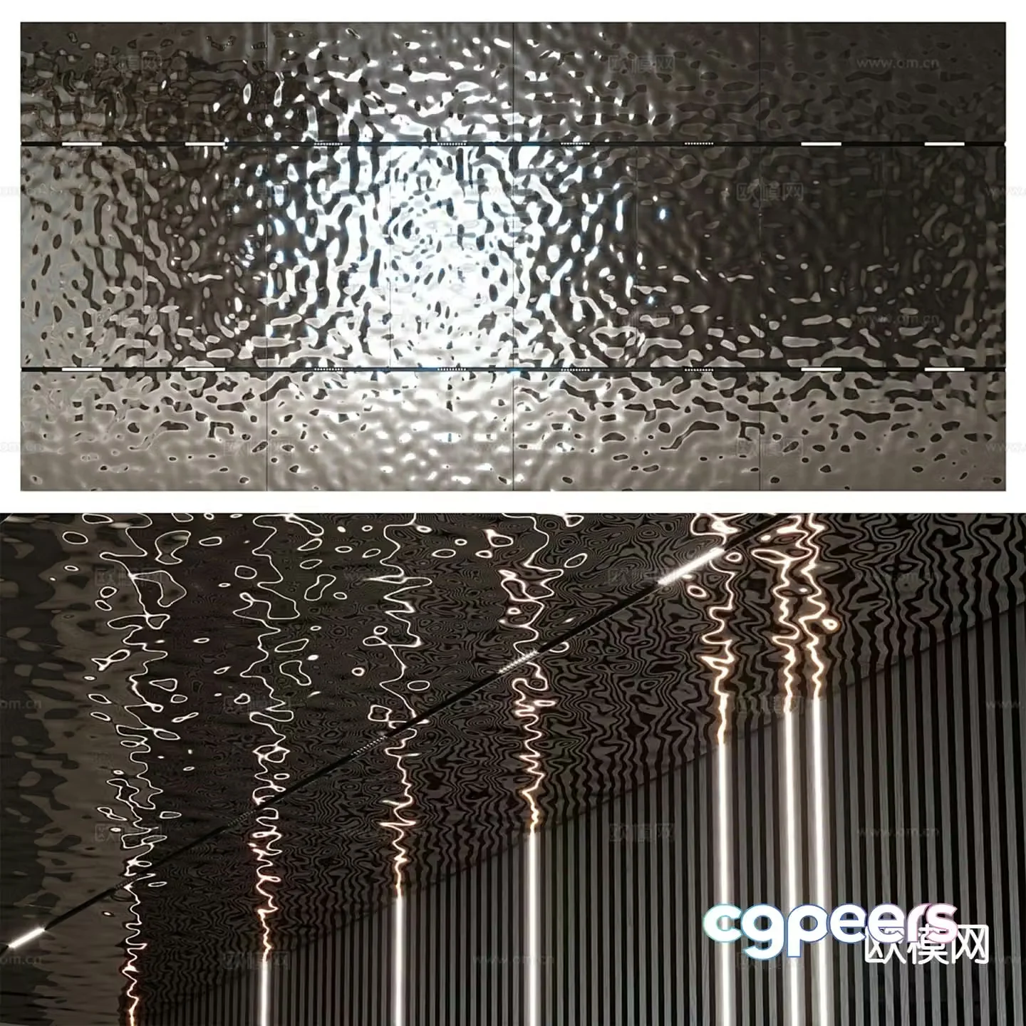Modern water corrugated ceiling water wave stainless steel 3D model