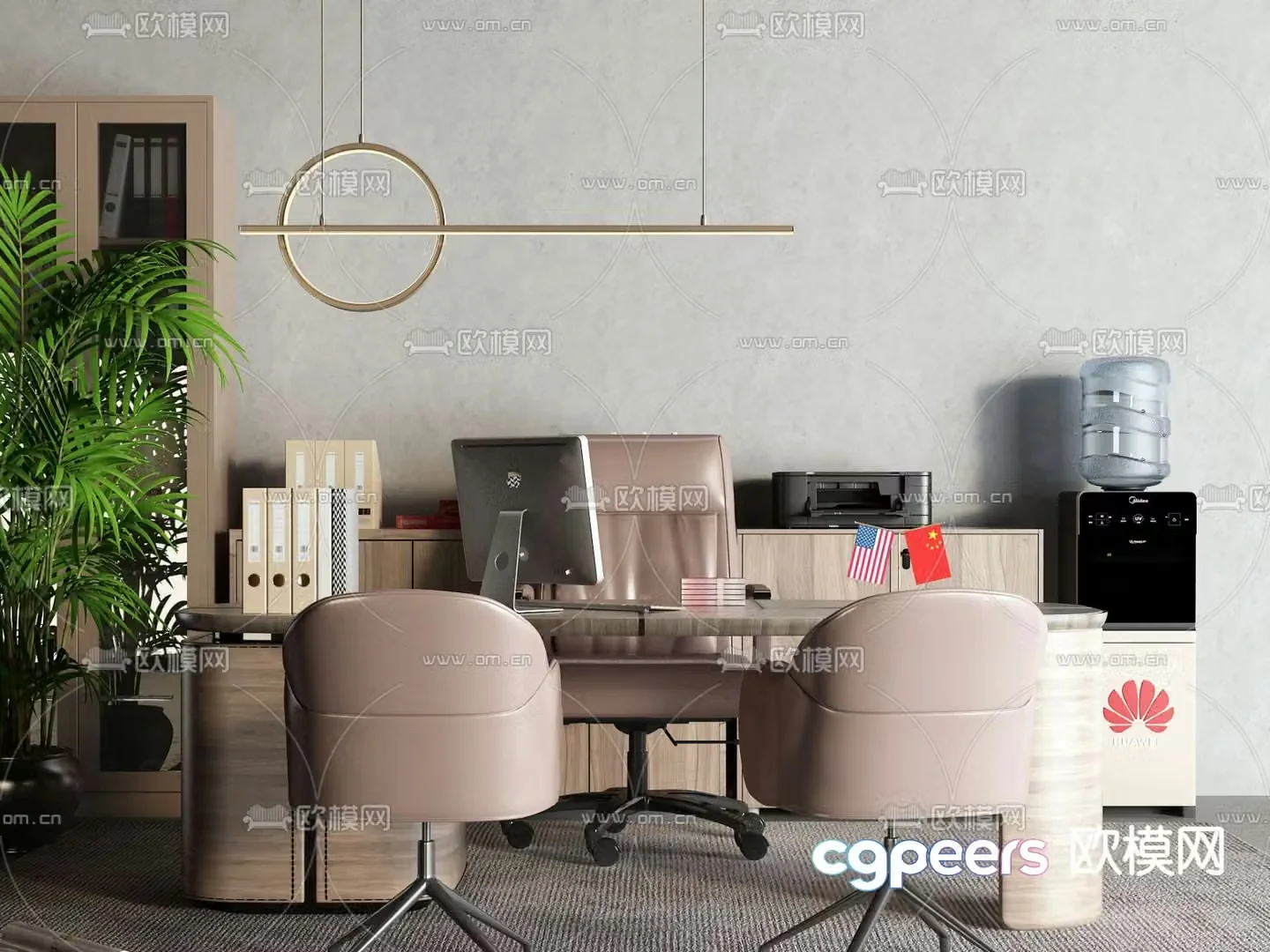 Modern office desk boss desk 3d model