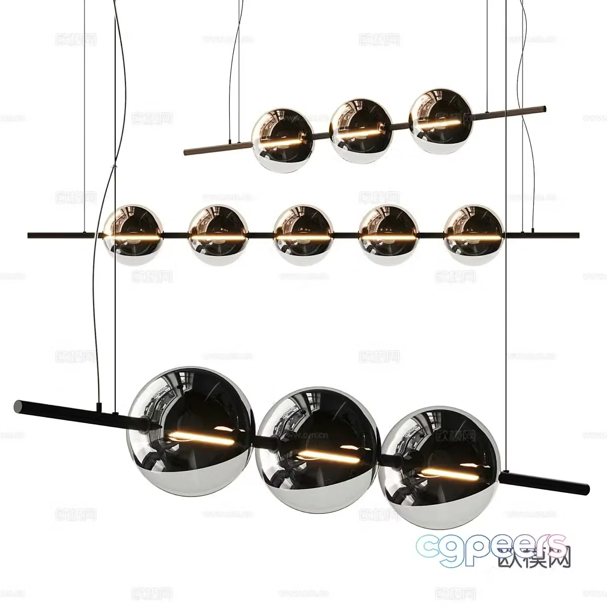 Modern Italian Bontempi Sferatus Chandelier 3d Model