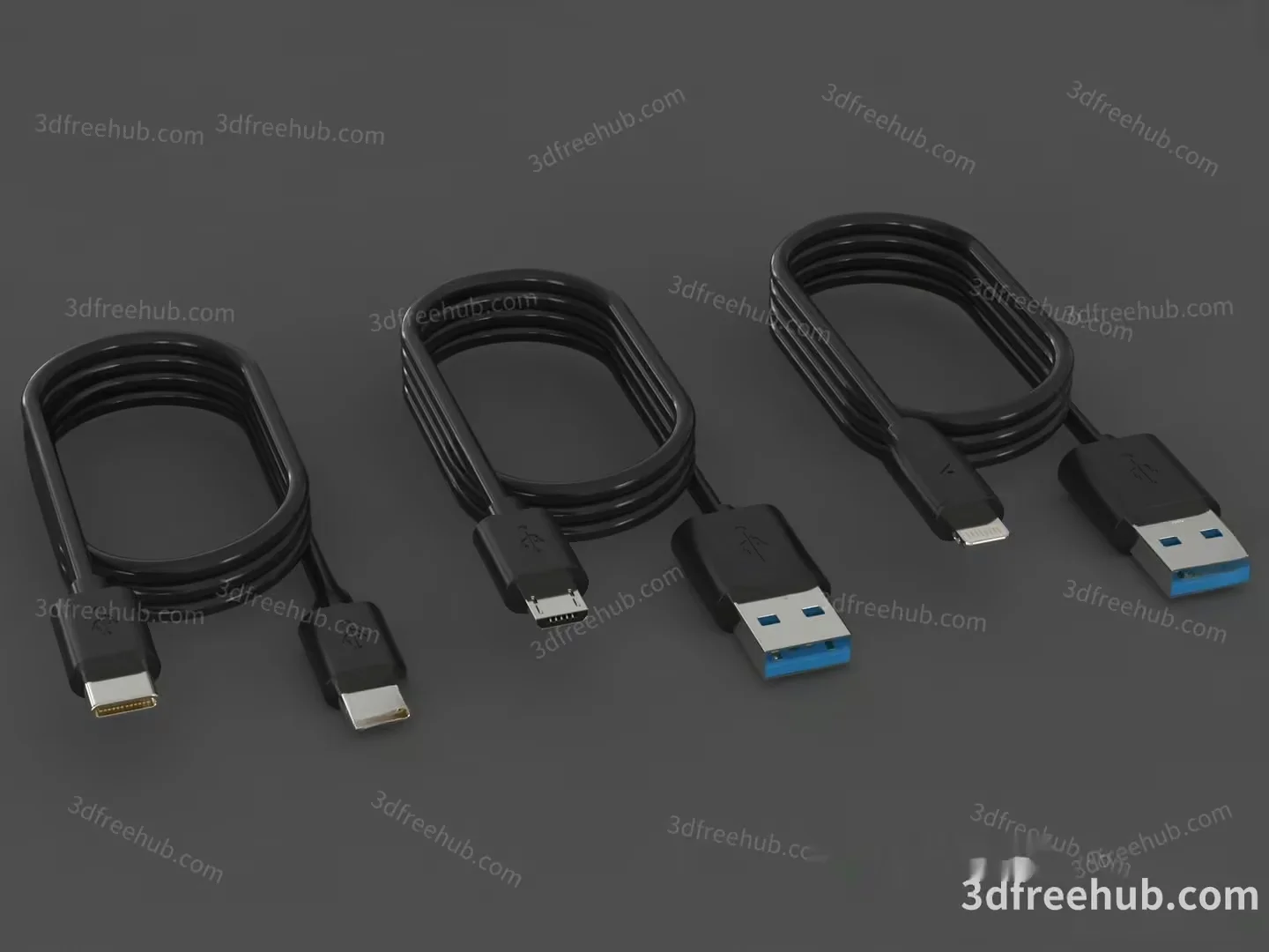 A Collection Of Usb Cables 3D Model – 21282 – VRAY Render
