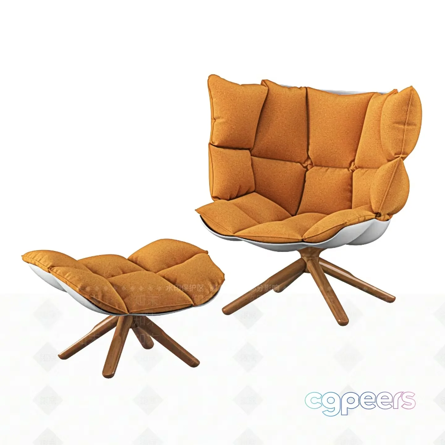 A Modern Chair With A Matching Footstool 3D Model – 16103 – VRAY Render