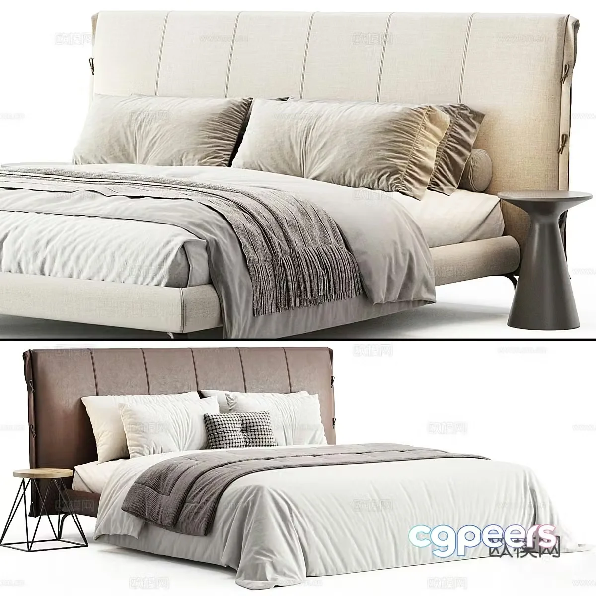 Modern double bed 3d model