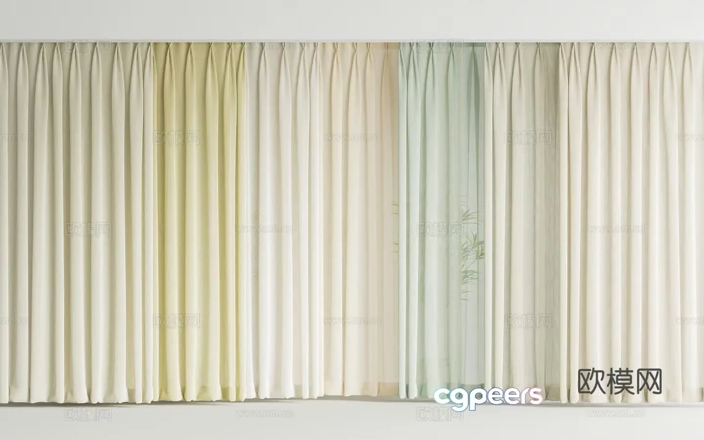 New Chinese style Chinese curtain French retro curtain gauze curtain 3d model