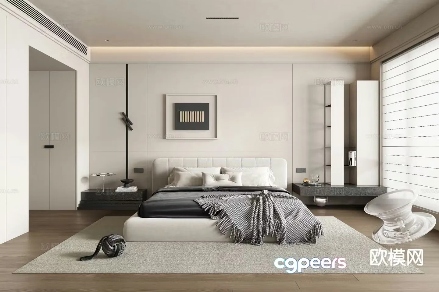 Modern minimalist bedroom master bedroom 3d model