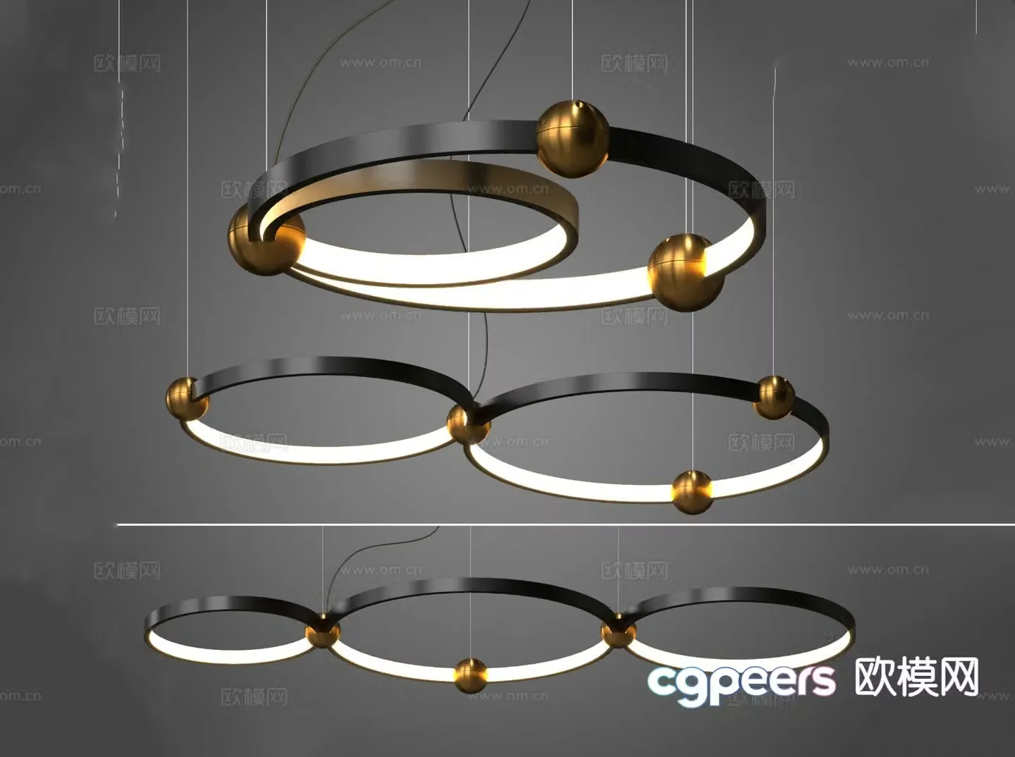 Modern ring chandelier 3d model