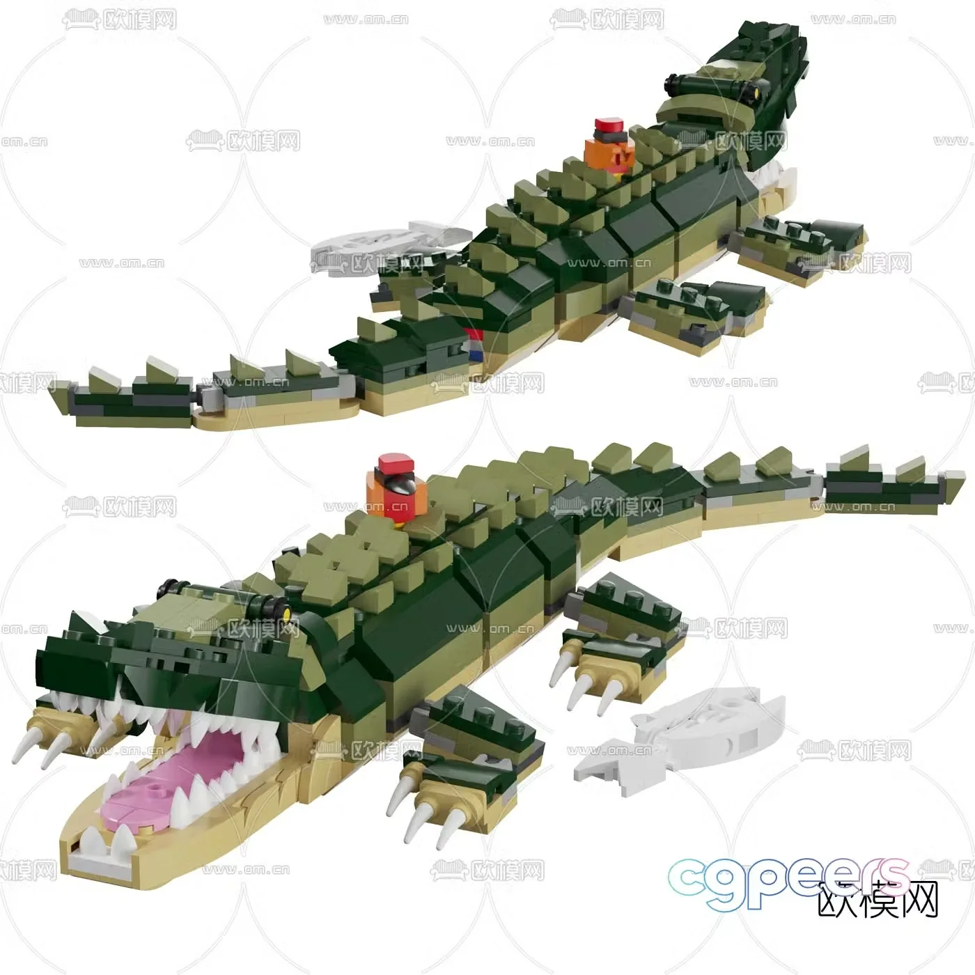 Modern building block crocodile 3d model