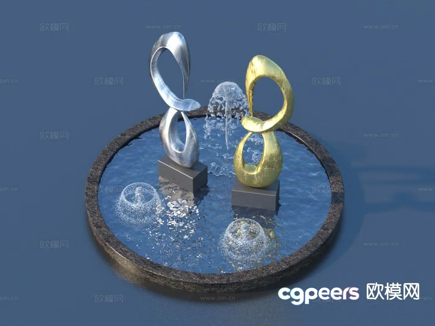 urban sculpture waterscape landscape sculpture 3d model