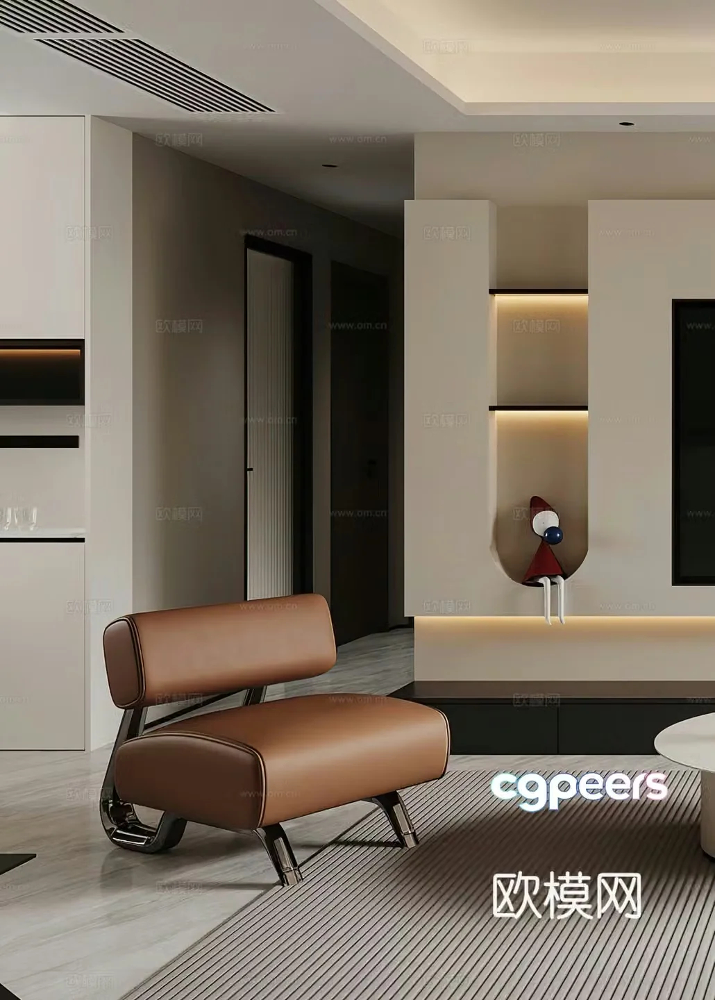 Modern leisure chair Light luxury leisure chair Side table Sculpture ornaments Decoration 3D model
