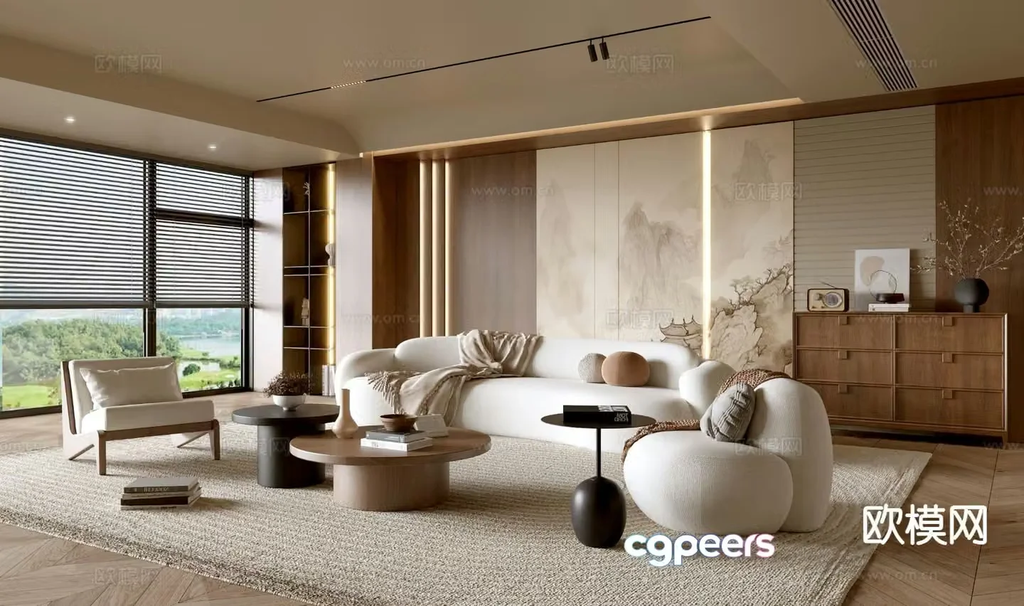 Wabi-sabi living room 3d model