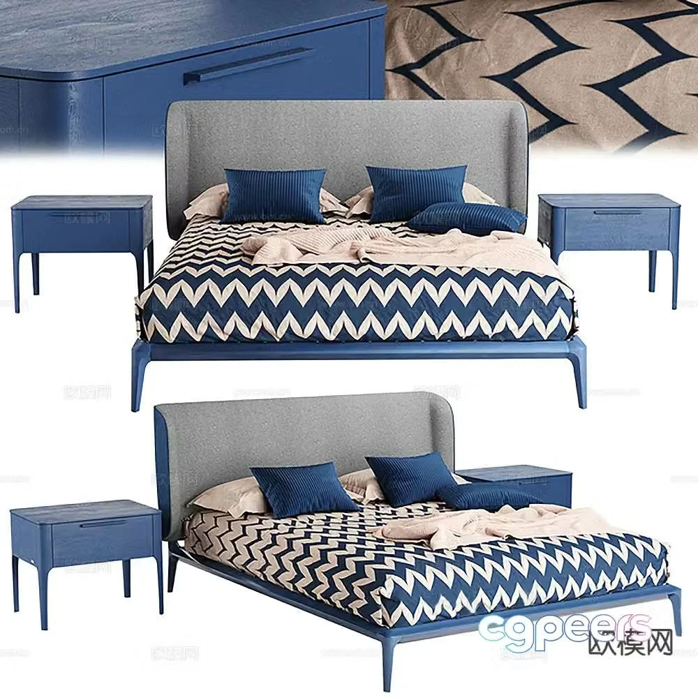 Modern double bed 3d model
