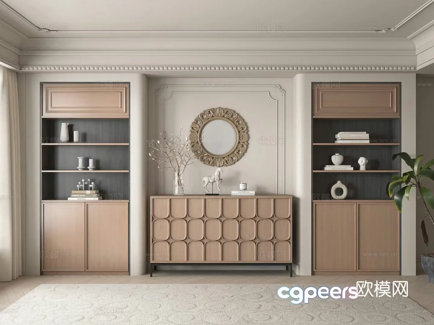 French entryway cabinet 3d model