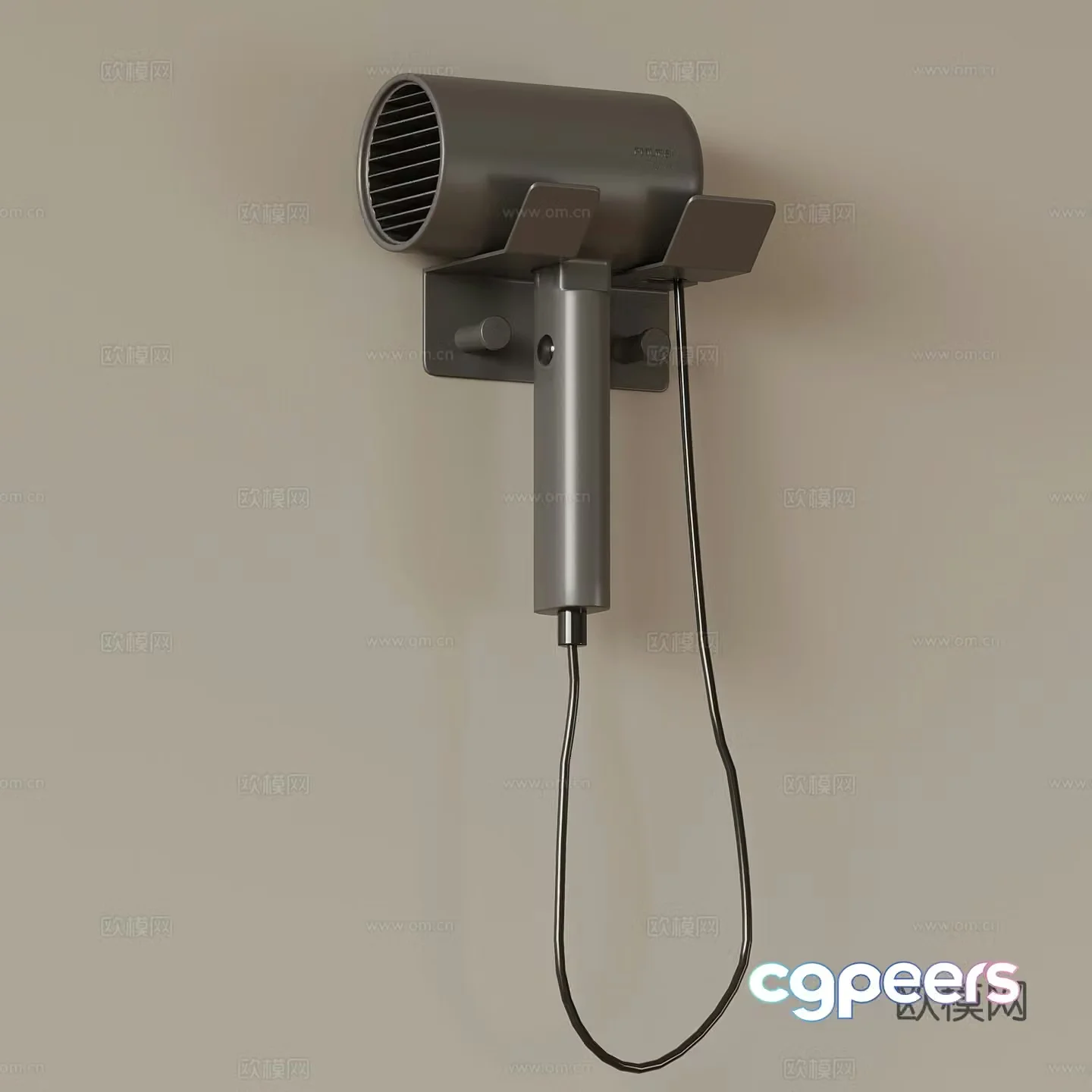 Modern wall-mounted hair dryer 3d model