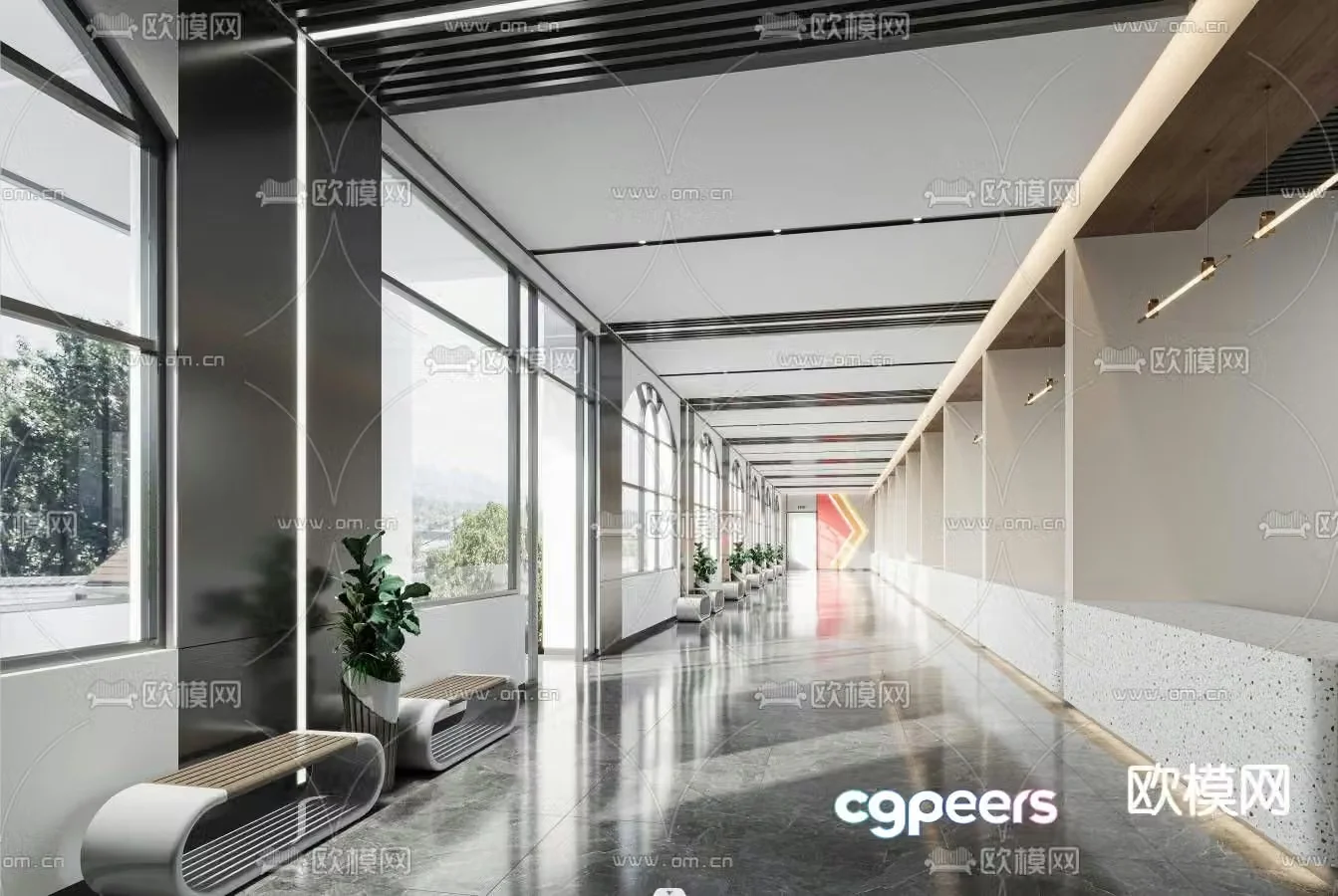 Office corridor 3d model