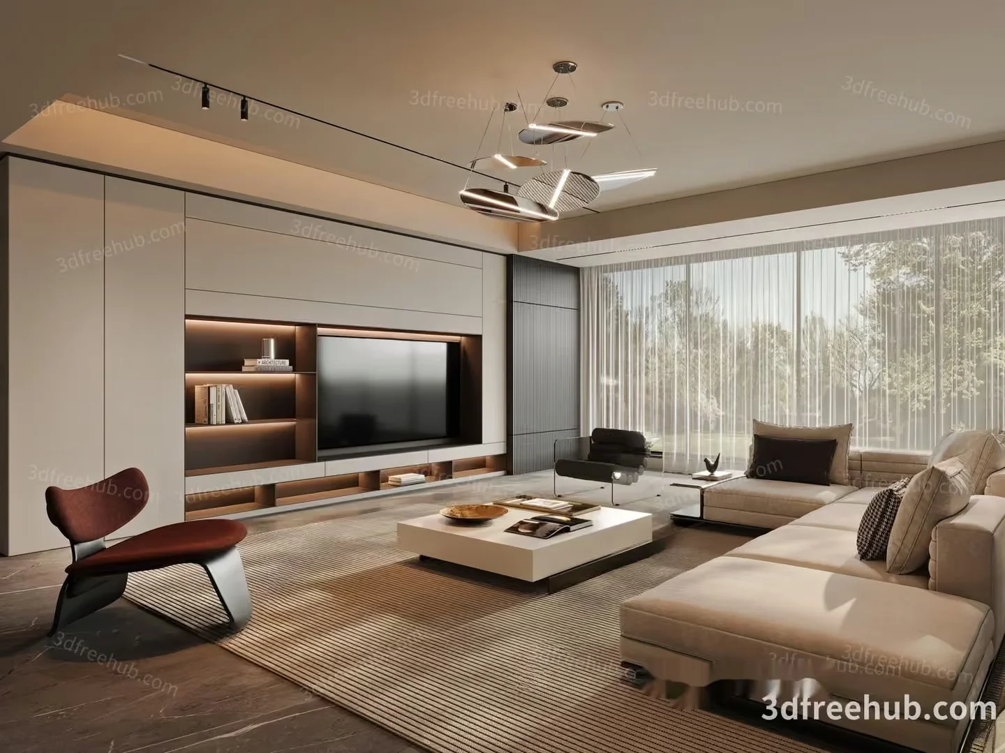 Modern Living Room 3D Model – 22629 – VRAY Render