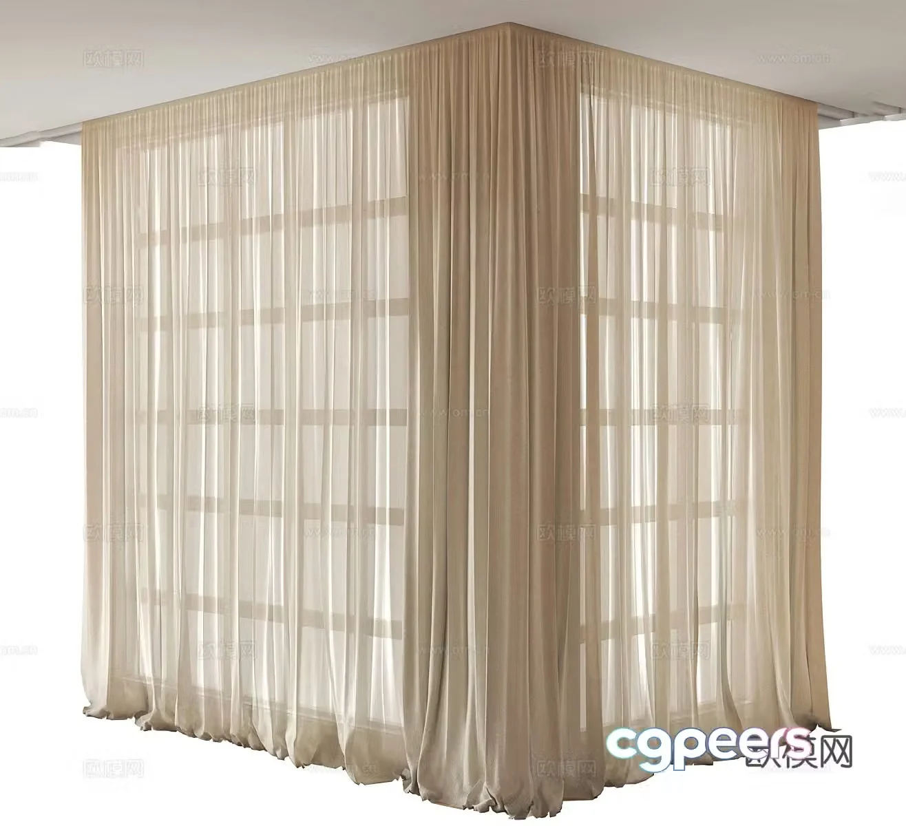 Wasabi curtain plain curtain cream curtain milk white curtain gauze curtain gauze curtain milk 3d model