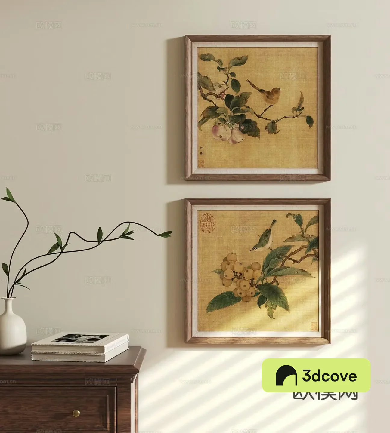 New Chinese style retro hanging painting plant painting