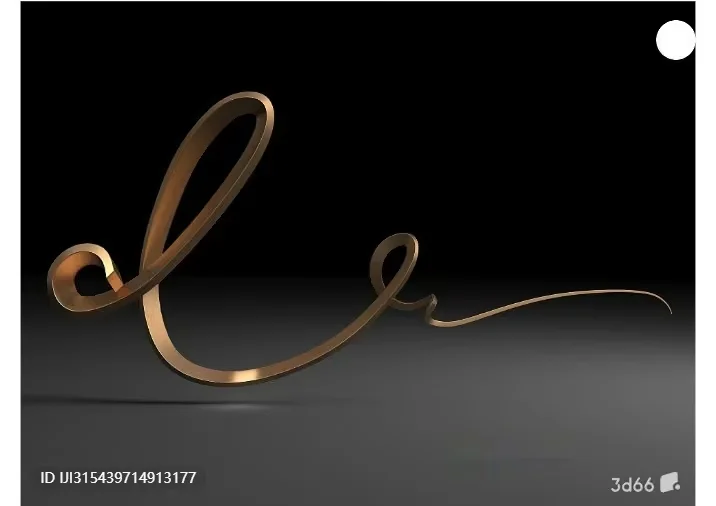 Gold Cursive Script 3D Model – 3997 – VRAY Render