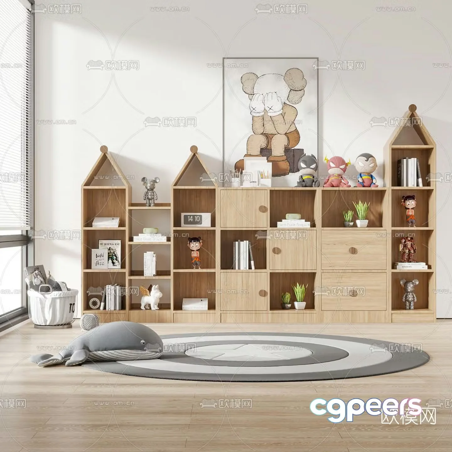 Nordic children’s cabinet decorative cabinet 3d model