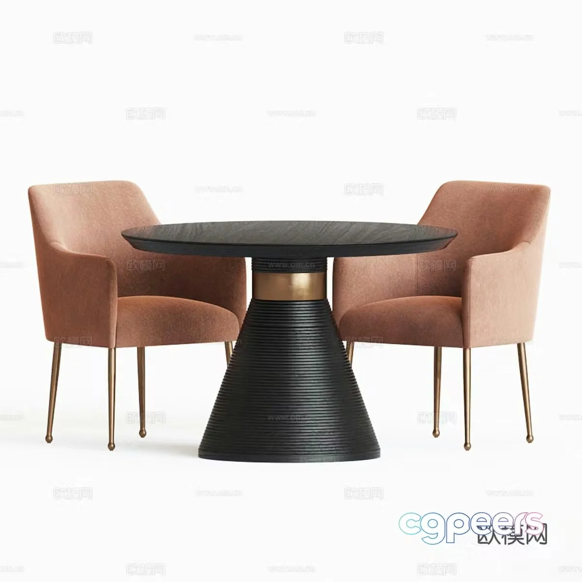 Modern dining table and chairs 3d model