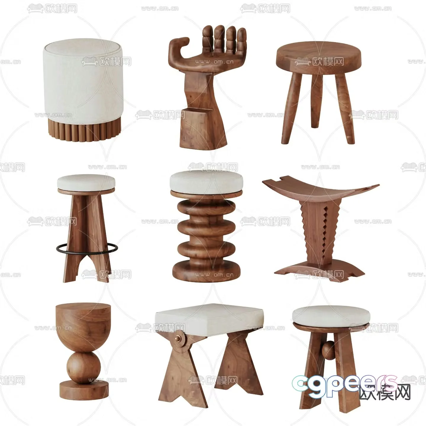 Medieval style stool round stool sofa stool shoe changing stool 3D model