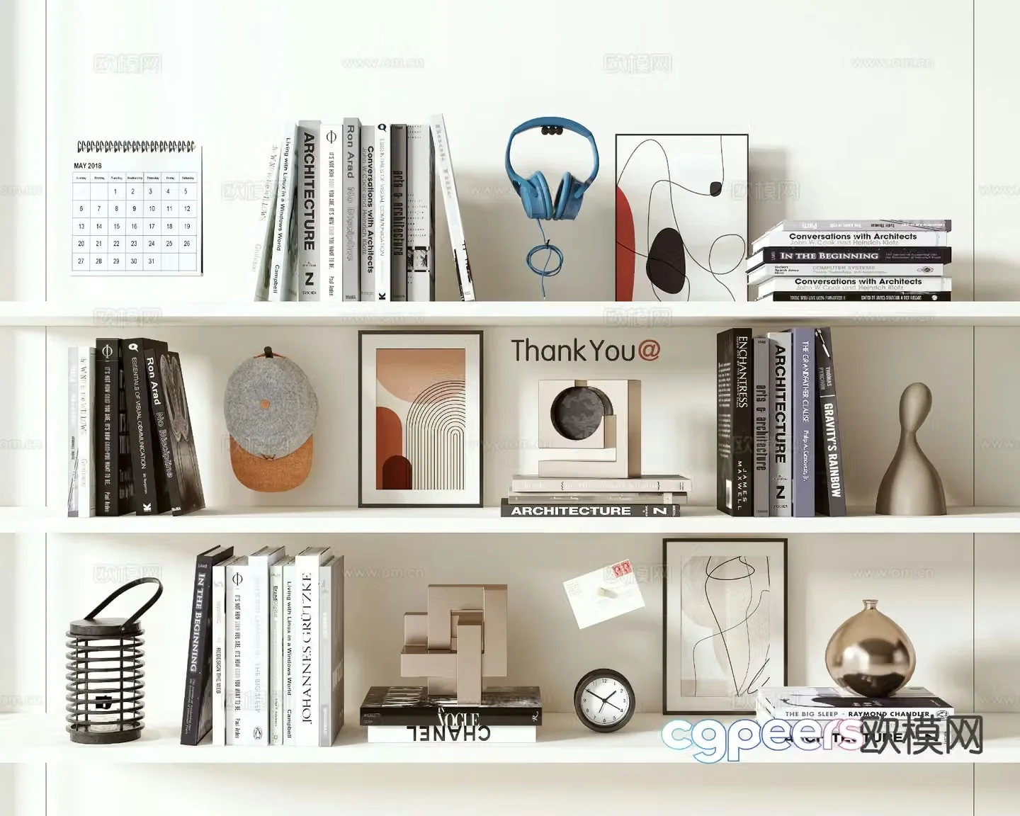 Modern decorations books crafts 3d model