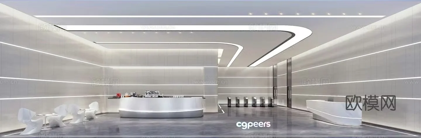 Modern office hall 3d model