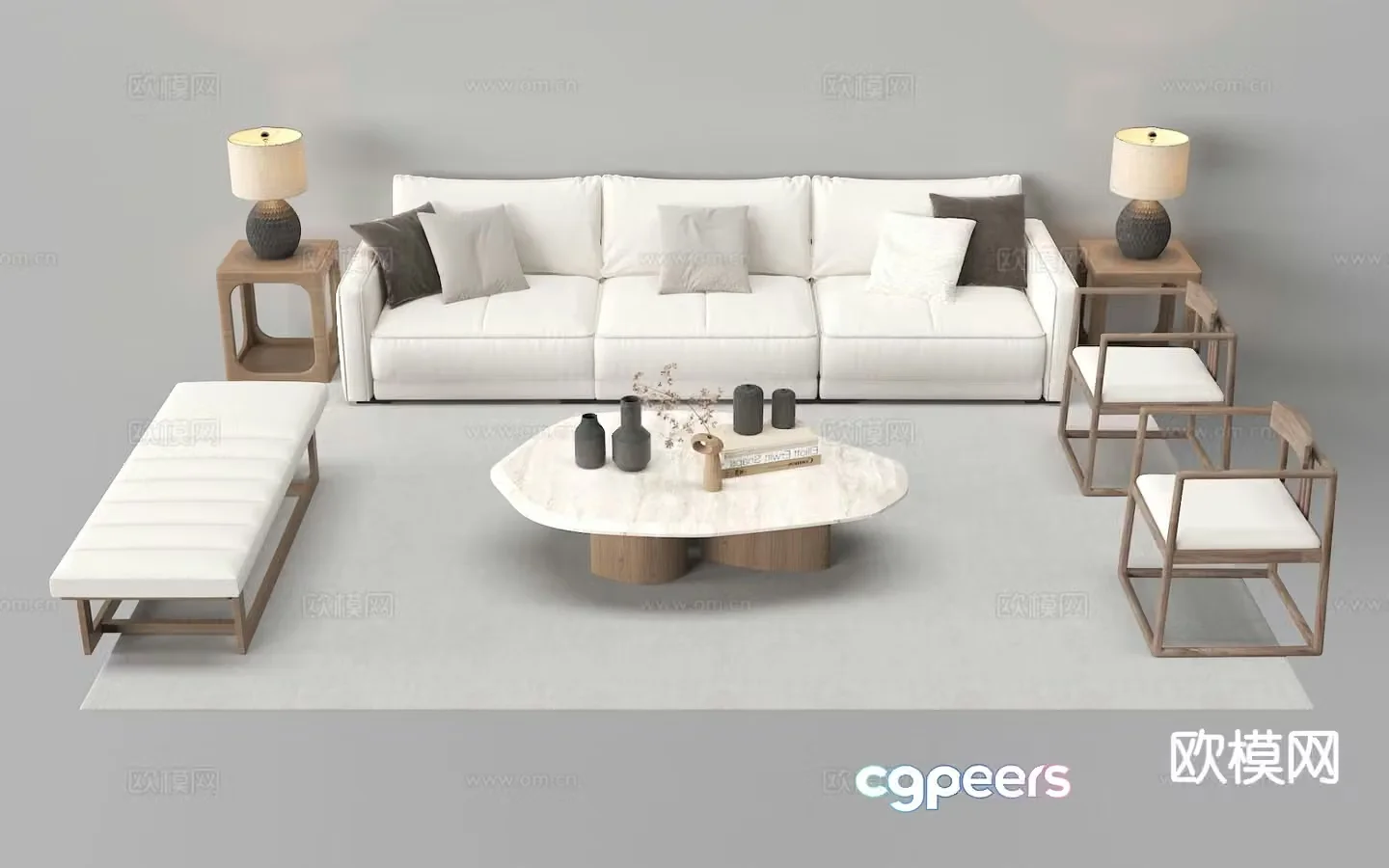 New Chinese style modular sofa 3d model