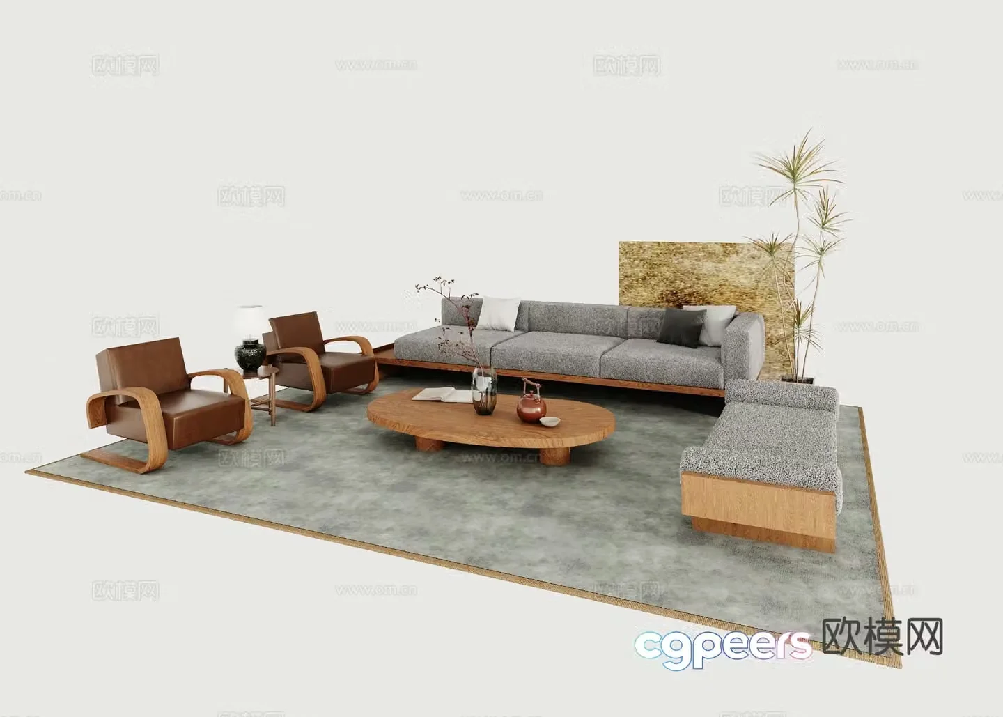 Medieval style sofa retro wooden sofa coffee table modular sofa 3d model