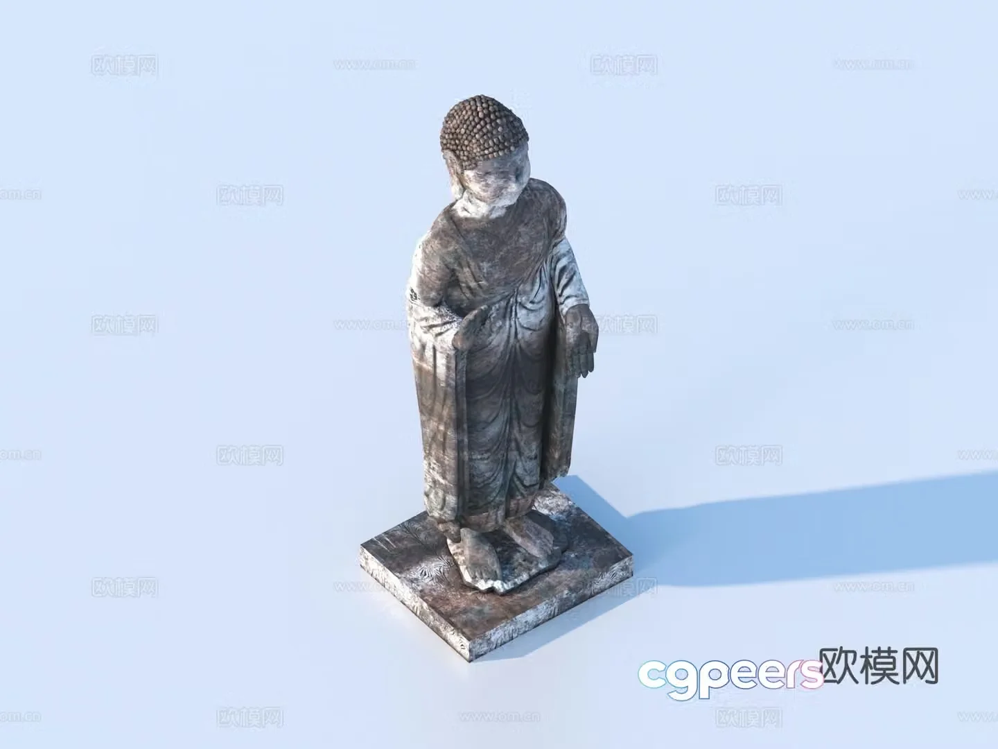 Chinese stone sculpture Buddha statue 3d model