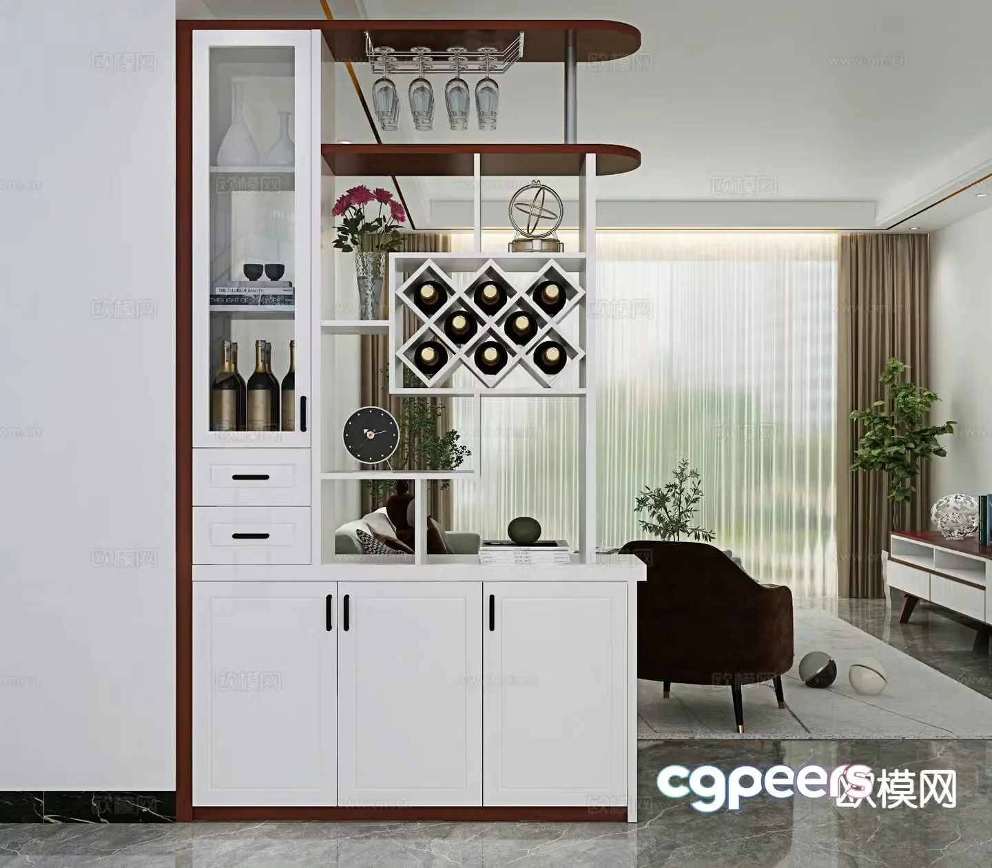 Modern partition cabinet entrance cabinet 3D model