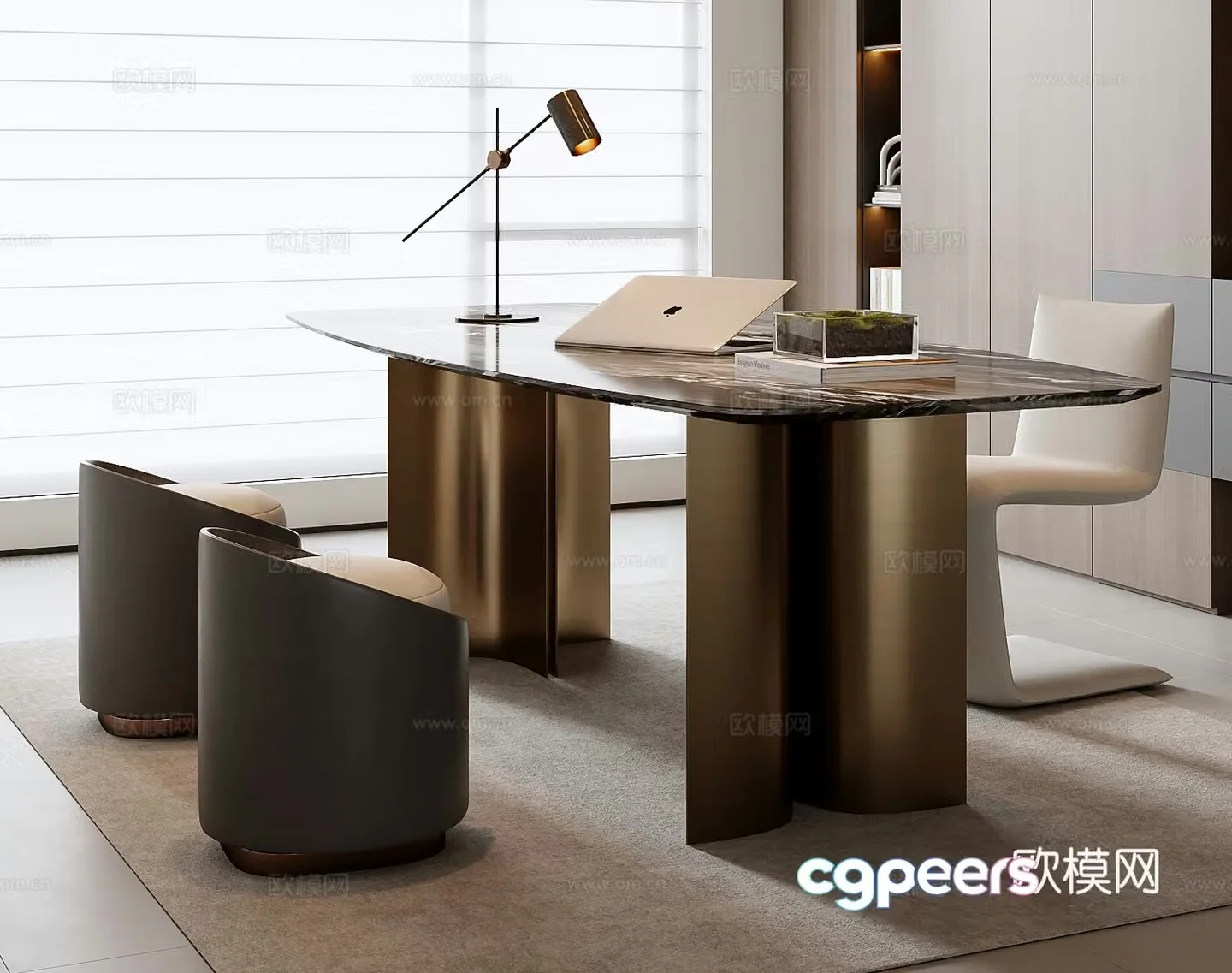 Italian desk and chair combination 3D model
